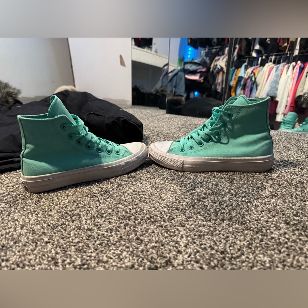 Teal high top converse